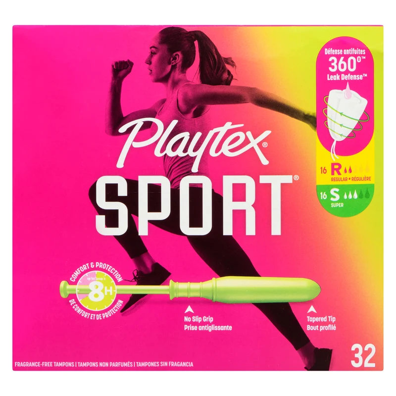 Playtex Sport Plastic Applicator Tampons, 32 -Pack