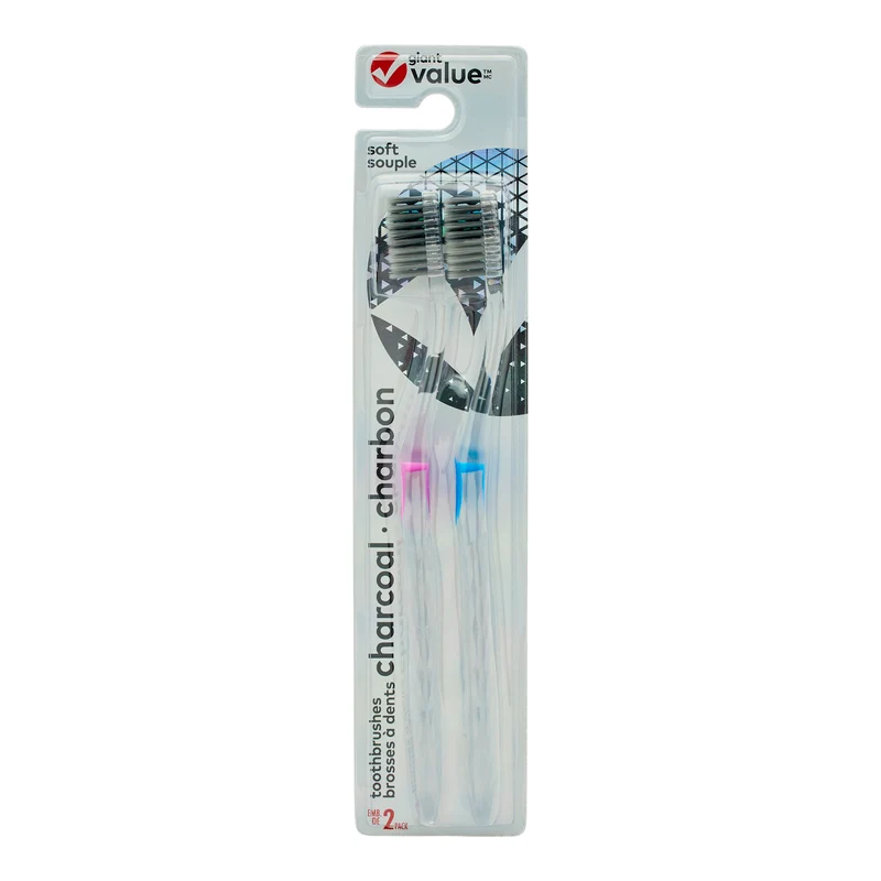Giant Value Charcoal Toothbrushes, 2-Pack