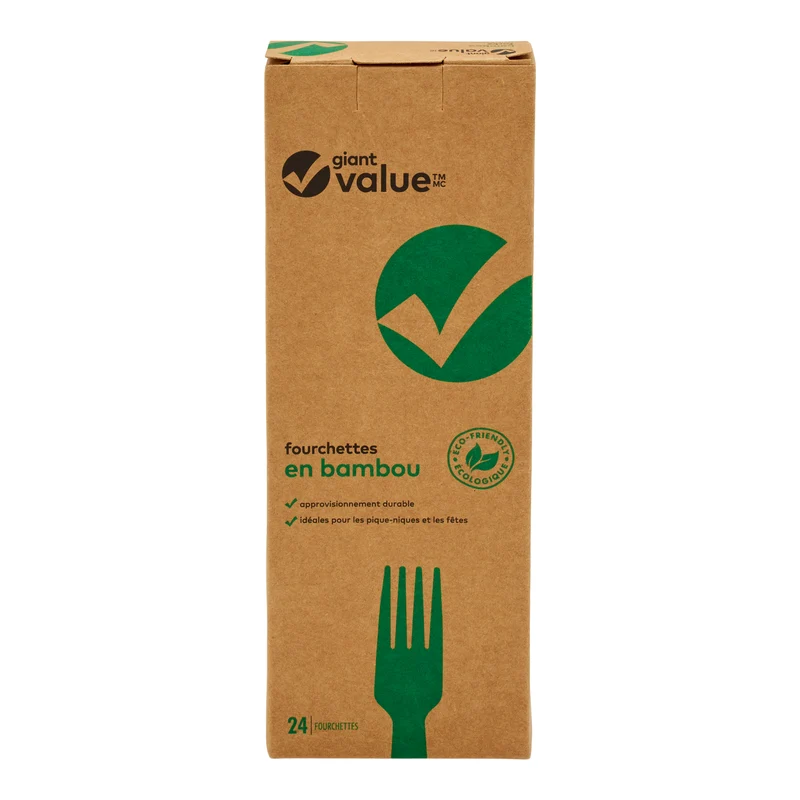 Giant Value Bamboo Forks, 24-Pack