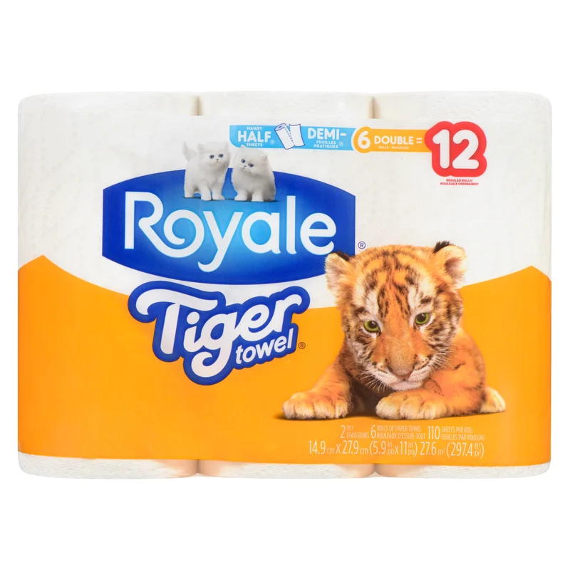 Royale Tiger Towel 2 Ply Paper Towel, 6-Pack