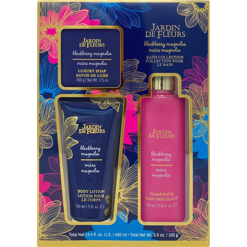 Jardin de Fleurs Blackberry Magnolia Bath Collection, 3-Piece