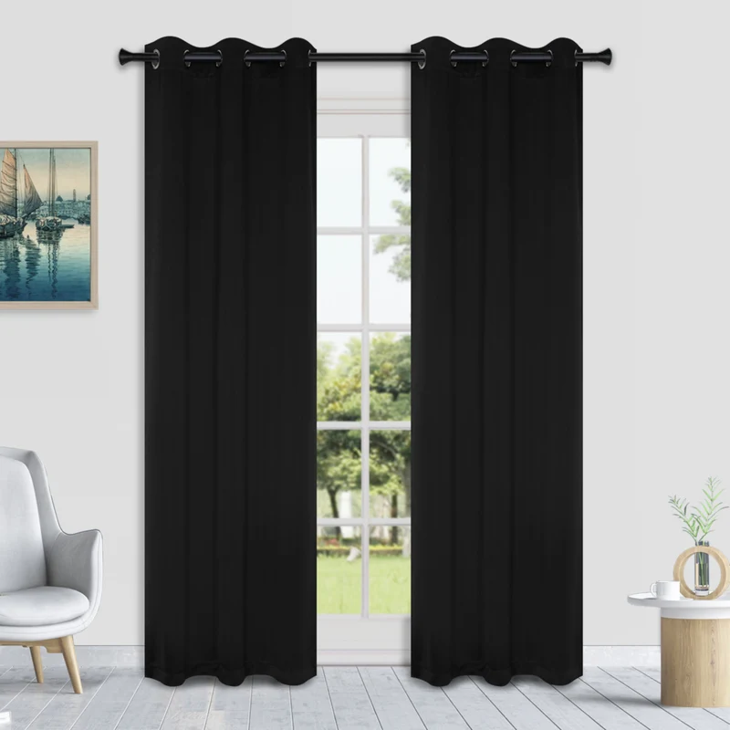 HomeStyles Blackout Curtain, Black, 52-in x 63-in.