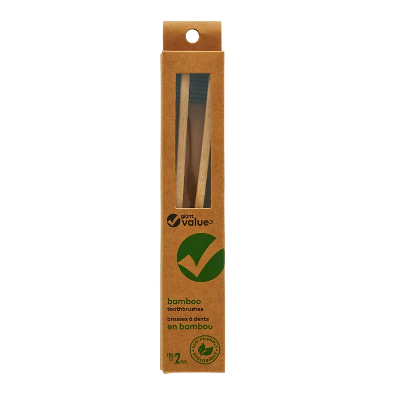 Giant Value Bamboo Toothbrushes, 2-Pack