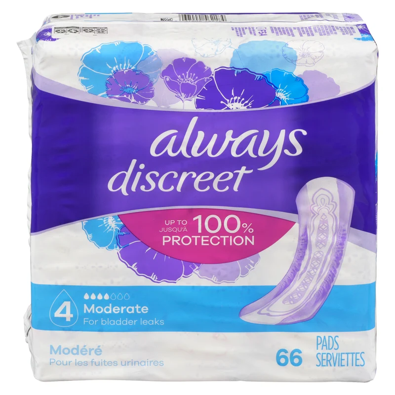 Always Discreet Moderate Pads, 66-Pack