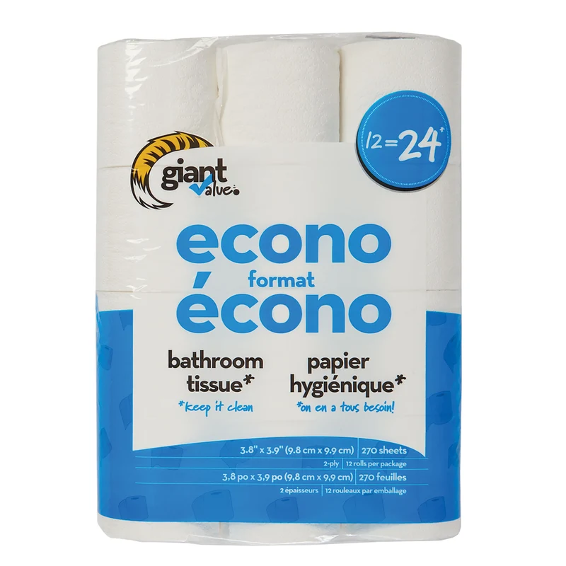 Giant Value 2-Ply Biodegradable Bathroom Tissues, 12-Pack