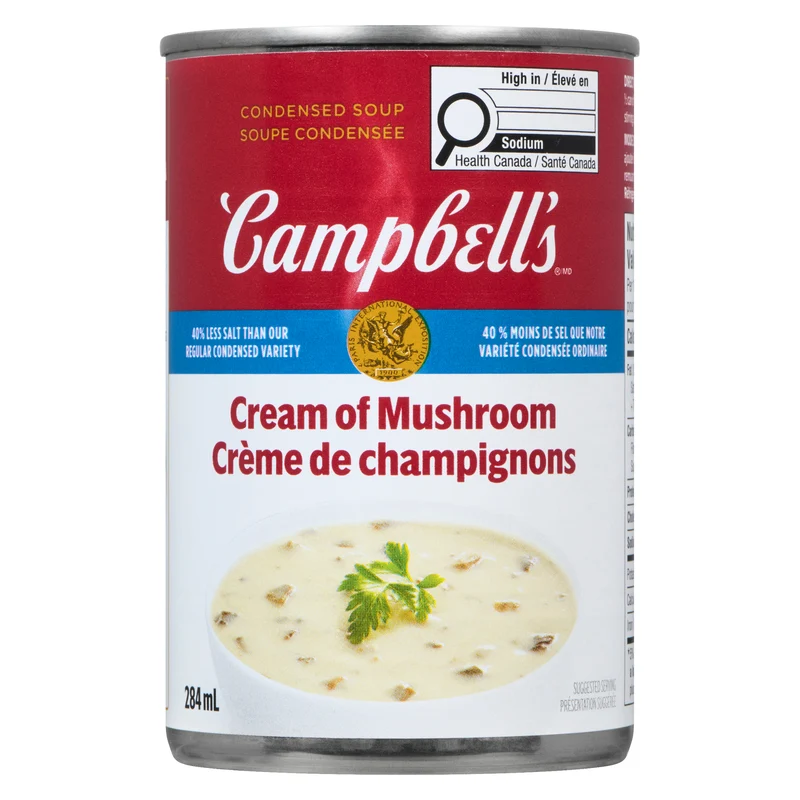 Campbell's Condensed Cream of Mushroom Soup with 40% Less Salt, 284-ml