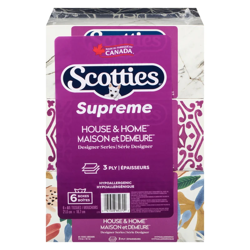 Scotties Supreme 3-Ply White Tissues, 6-Packs, 81-Tissues