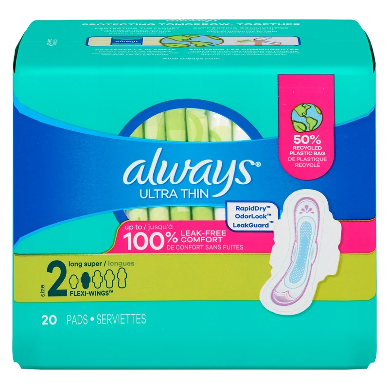 Always Ultra Thin Long Pads with Flexi Wings, 20-Pack