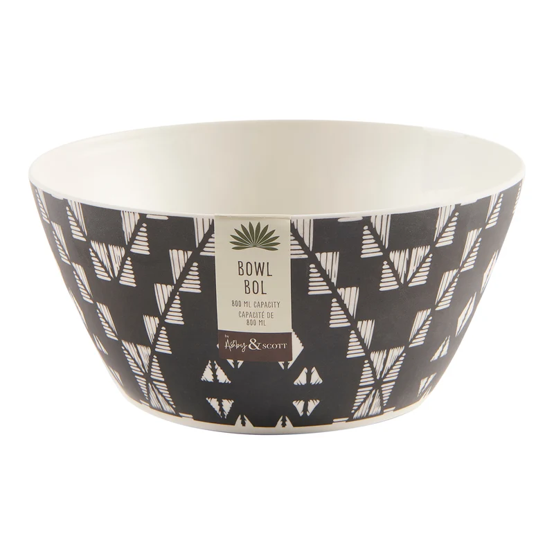 Botanic Small Melamine Picnic Bowl, Black and White