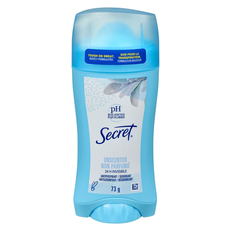 Secret Invisible Solid Unscented pH Balanced Antiperspirant Deodorant - 73g