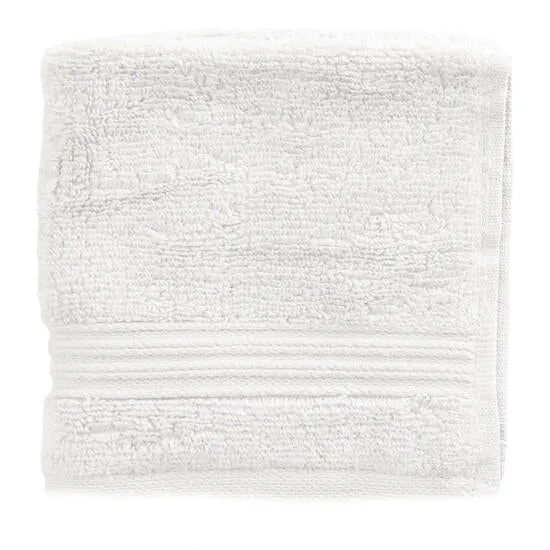 Texmade Premium Super-Absorbent Cotton Face Cloth, Dobby Striped, Light Grey, 13-in