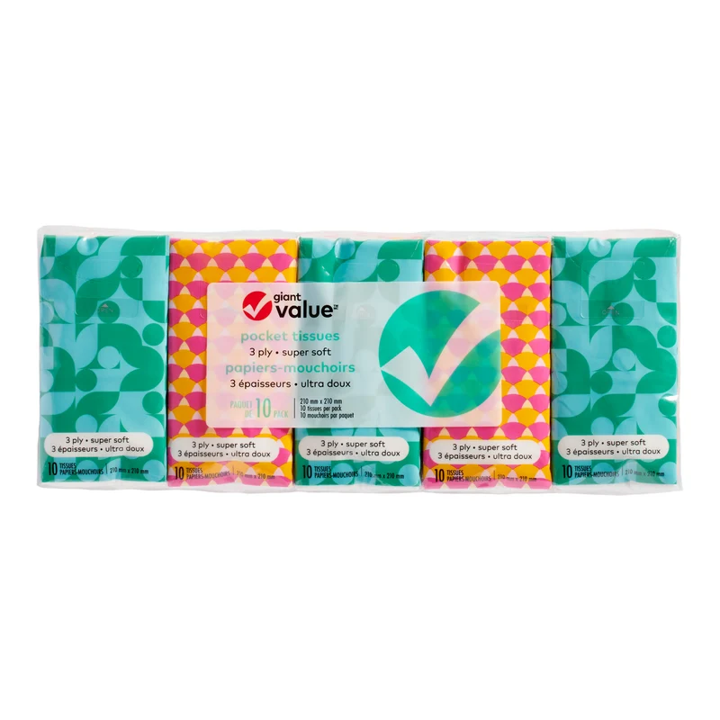 Giant Value Tissue Pocket Packs, 10-Pack