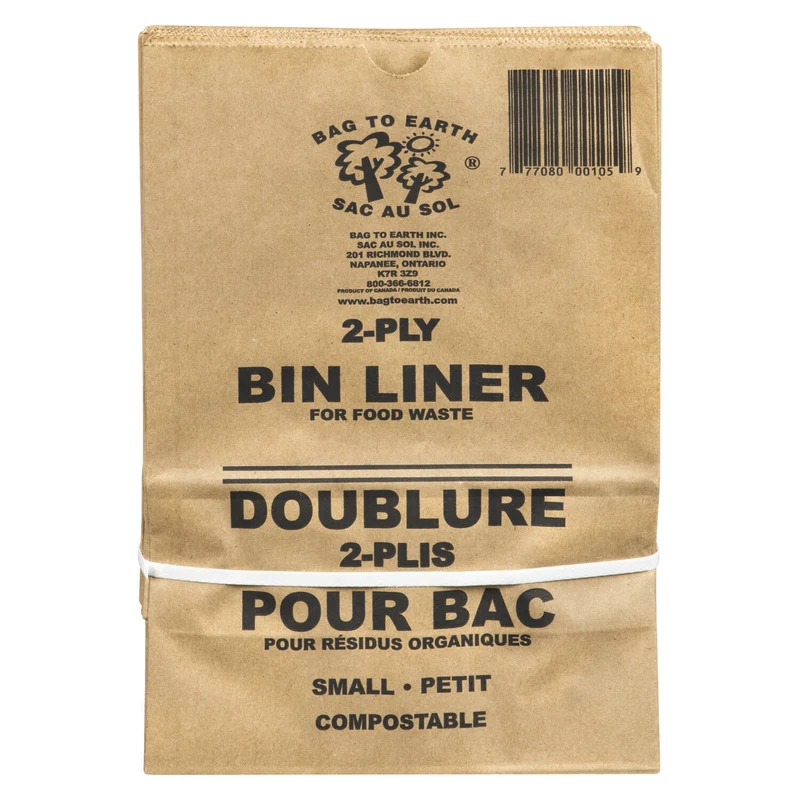 Bag to Earth 2-Ply Bin Liner Food Waste Bags, Small, Brown, 10-Pack