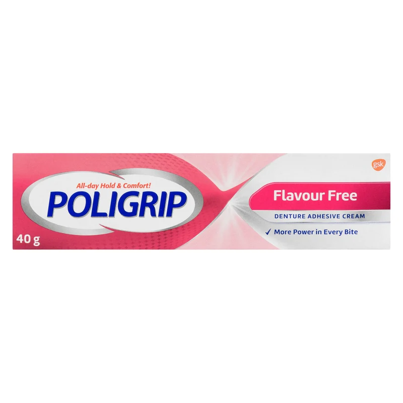 Poligrip Flavour Free Denture Adhesive Cream, 40-g