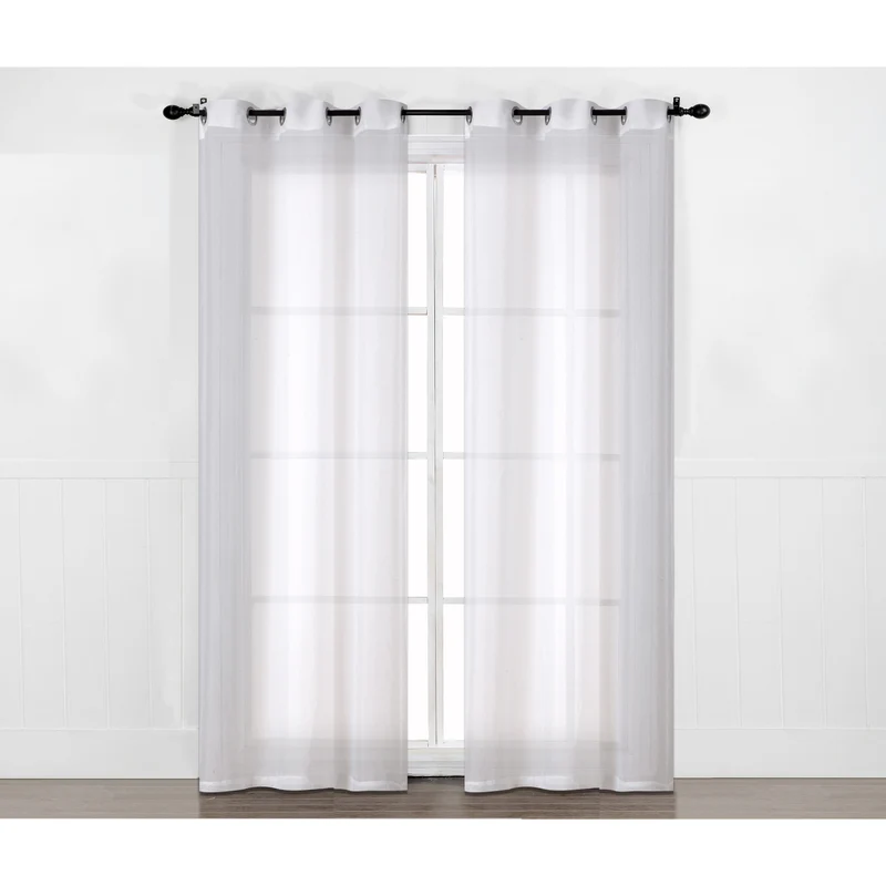HomeStyles Sheer Curtain Panel with Grommets, White, 52-in x 63-in.