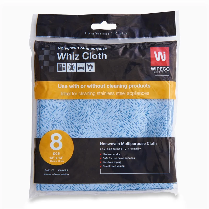WIPECO Nonwoven Multi-Purpose Whiz Cloths - 13 in x 13 in, 8 Pack