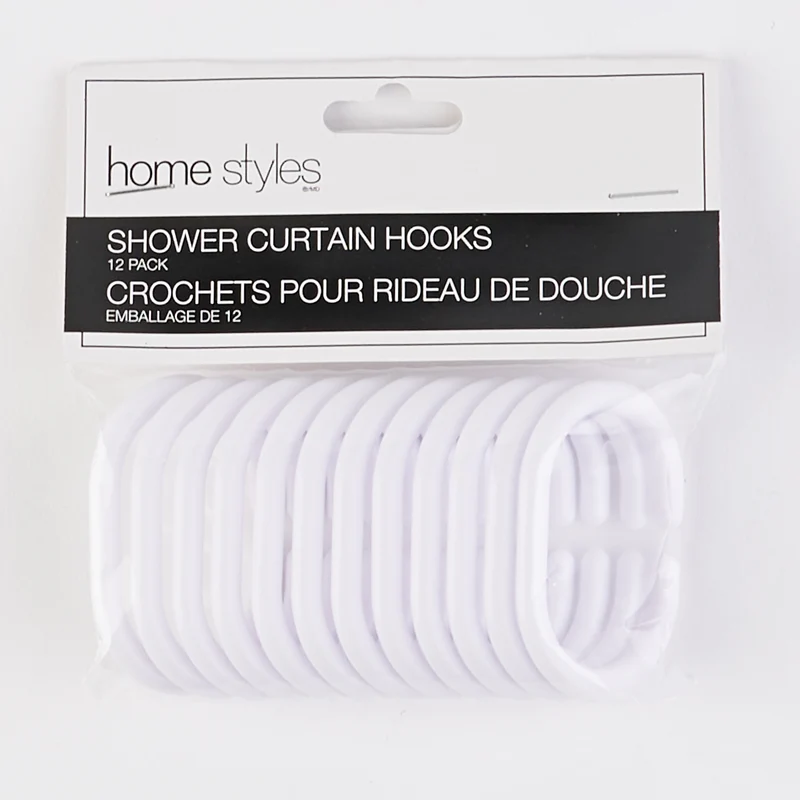 HomeStyles Shower C-Hooks, White, 12-Pack