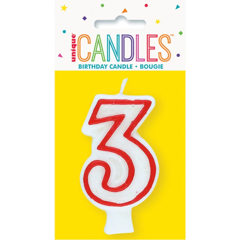 Unique Deluxe Numerical Birthday Cake Candle - Number 3
