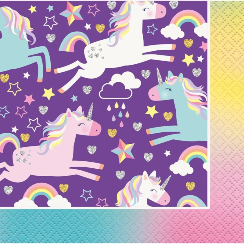 Unicorn Beverage Napkins, 16-Pack