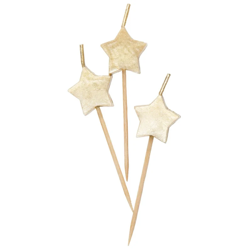 Unique Star Birthday Candles, Gold, 6-Pack