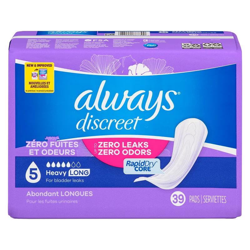 Always Discreet Incontinence Pads, 39-Pack