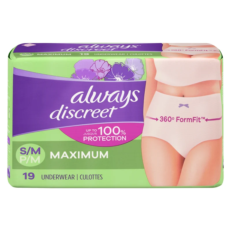 Always Discreet Incontinence Underwear for Women - 19pk.