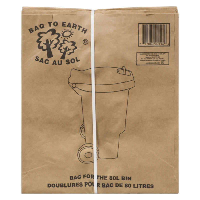 Bag to Earth 2-Ply Bin Liner Biodegradable Food Waste Bags, 80 L, Brown, 10-Pack