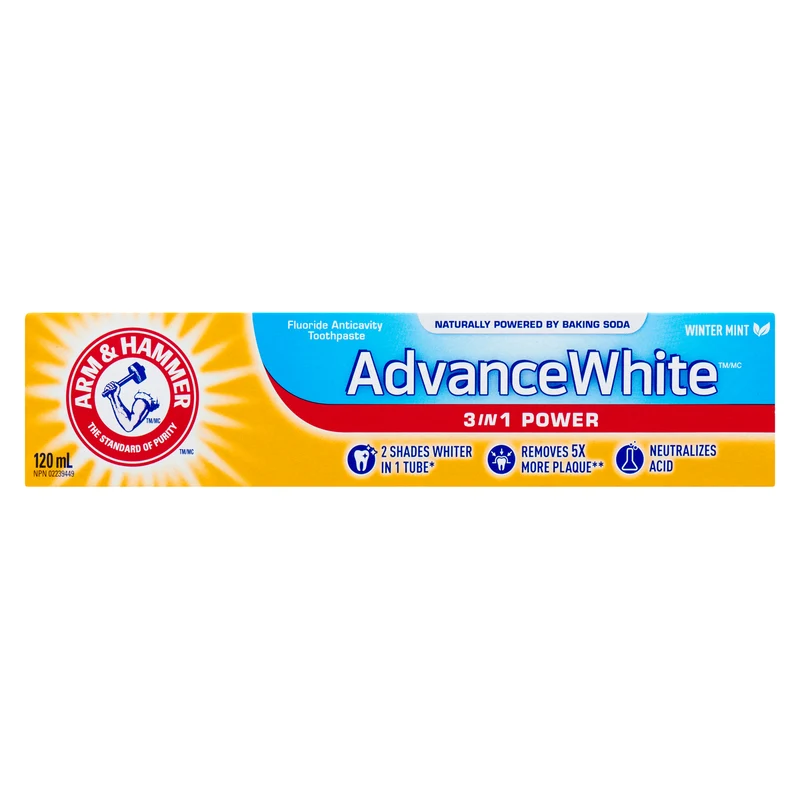Arm & Hammer Advance White 3-in-1 Power Fluoride Toothpaste, 120-mL