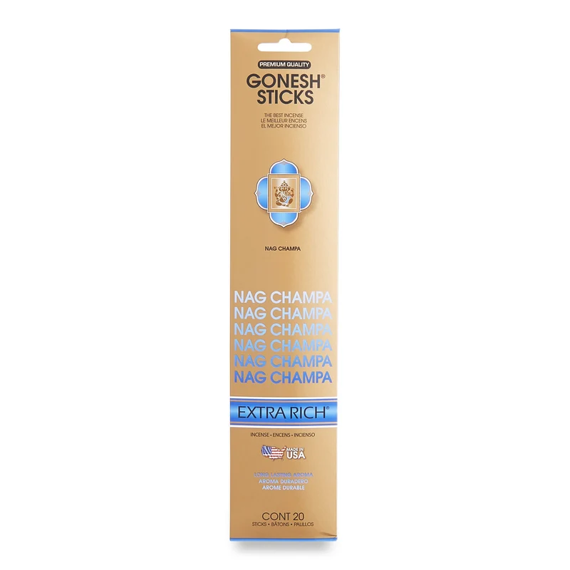 Gonesh Nag Champa Incense Sticks, 20-Pack