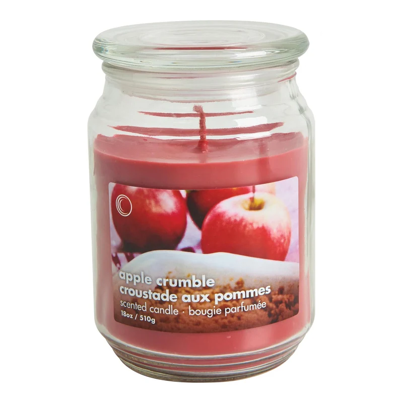 Apple Crumble Scented Glass Jar Candle, 18-oz, Red
