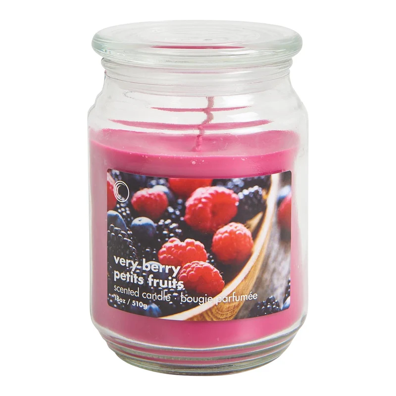 Very Berry Glass Jar Candle, 18-oz, Pink