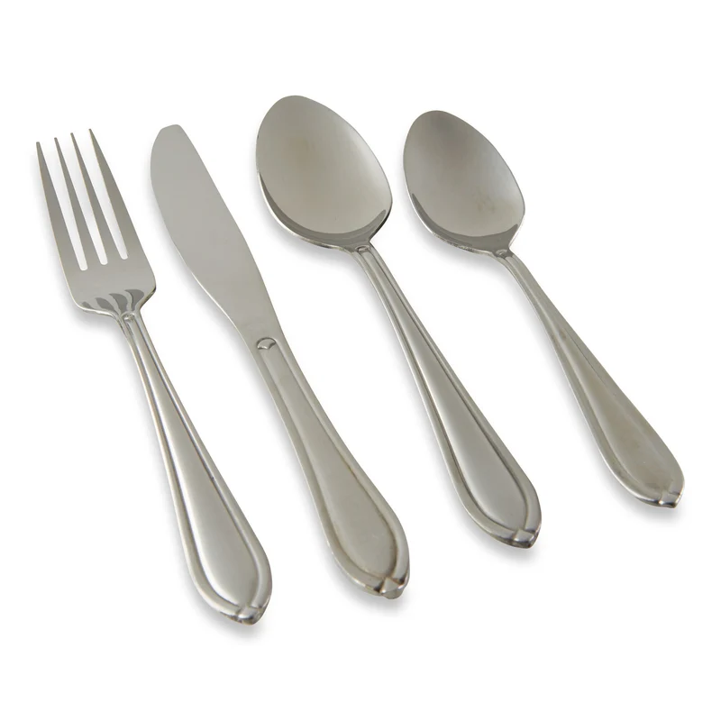 Hampton Forge Mirror Finish Flatware Set, Silver, 16 Pieces