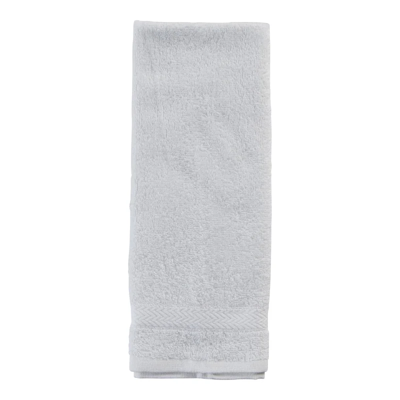 Regal Cotton Hand Towel with Chevron Stripe Trim, White, 28-in.