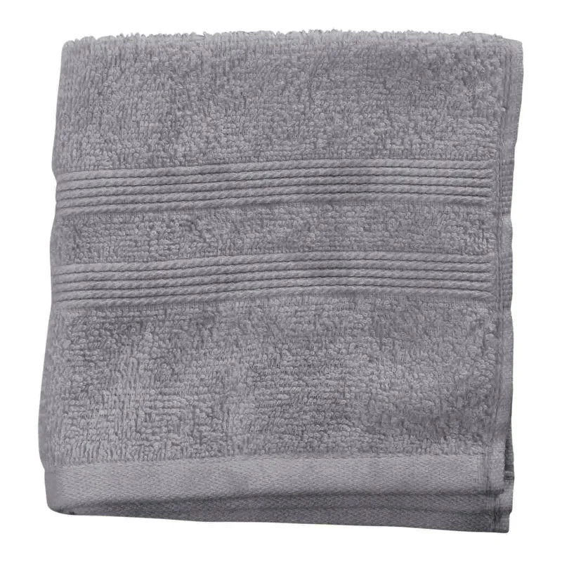 Cleanse Anti-Microbial Cotton Face Cloth, Double Sided Dobby Striped, Silver, 13-in