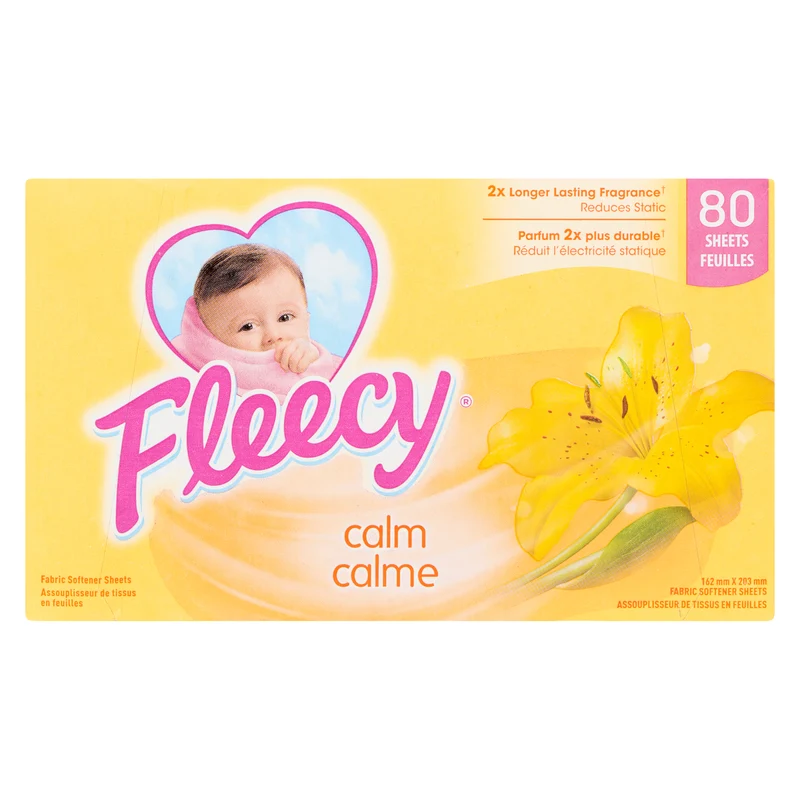 Fleecy Aroma Therapy Calm Fabric Softener Sheets, 80-Pack
