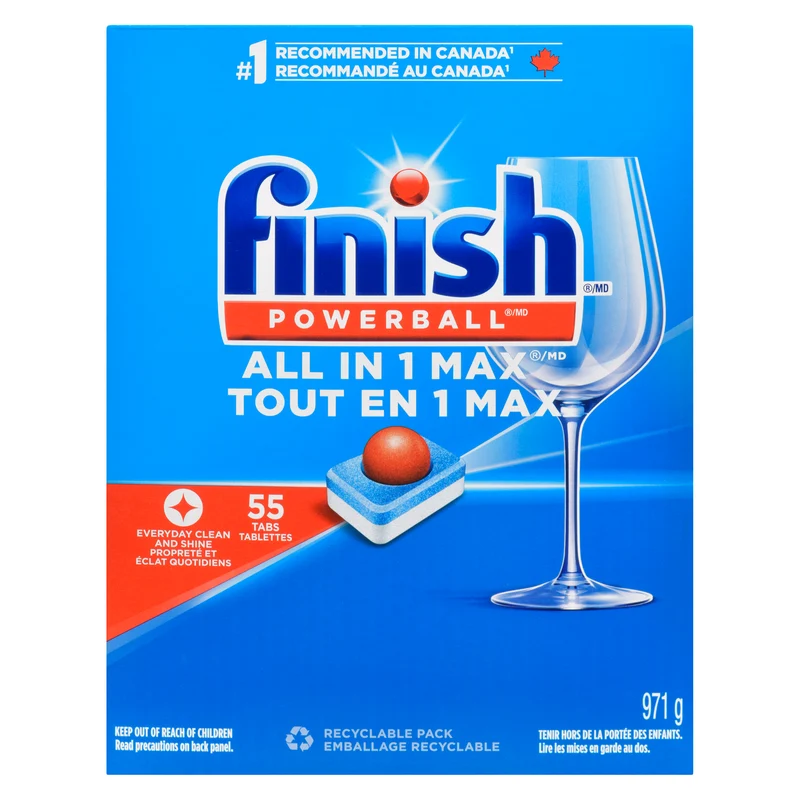 Finish All-in-1 Max Powerball Dishwasher Detergent, 971-g, 55-Pack