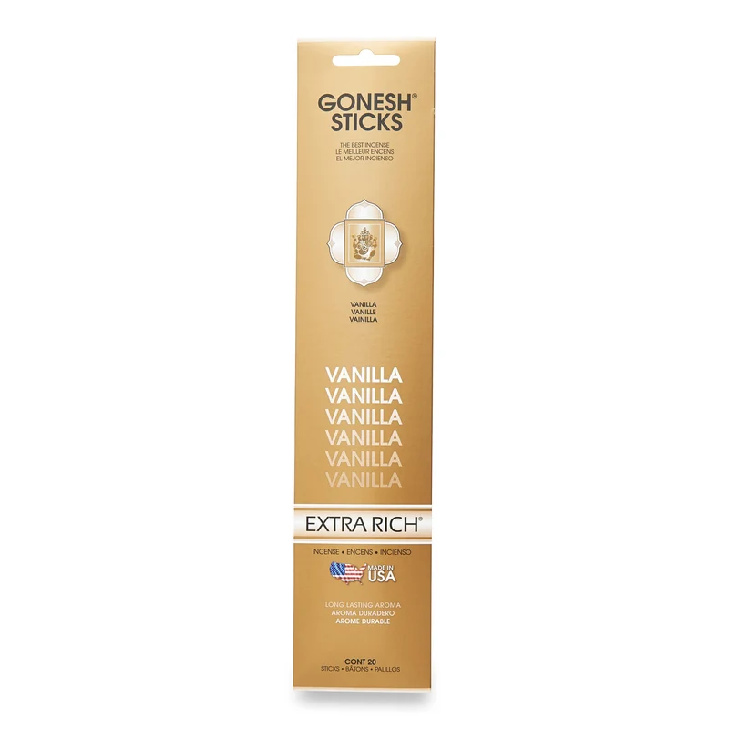 Gonesh Vanilla Incense Sticks, 20-Pack