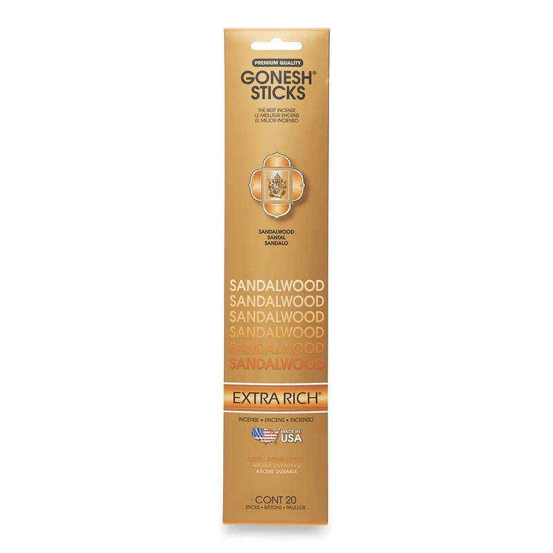 Gonesh Sandalwood Incense Sticks, 20-Pack