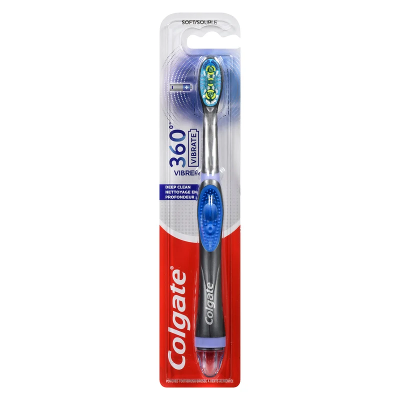 Colgate 360 Floss-Tip Sonic Powered Toothbrush with Battery, White and Blue