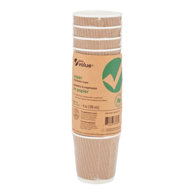 Giant Value Ribbed Espresso Cups, 12-Pack