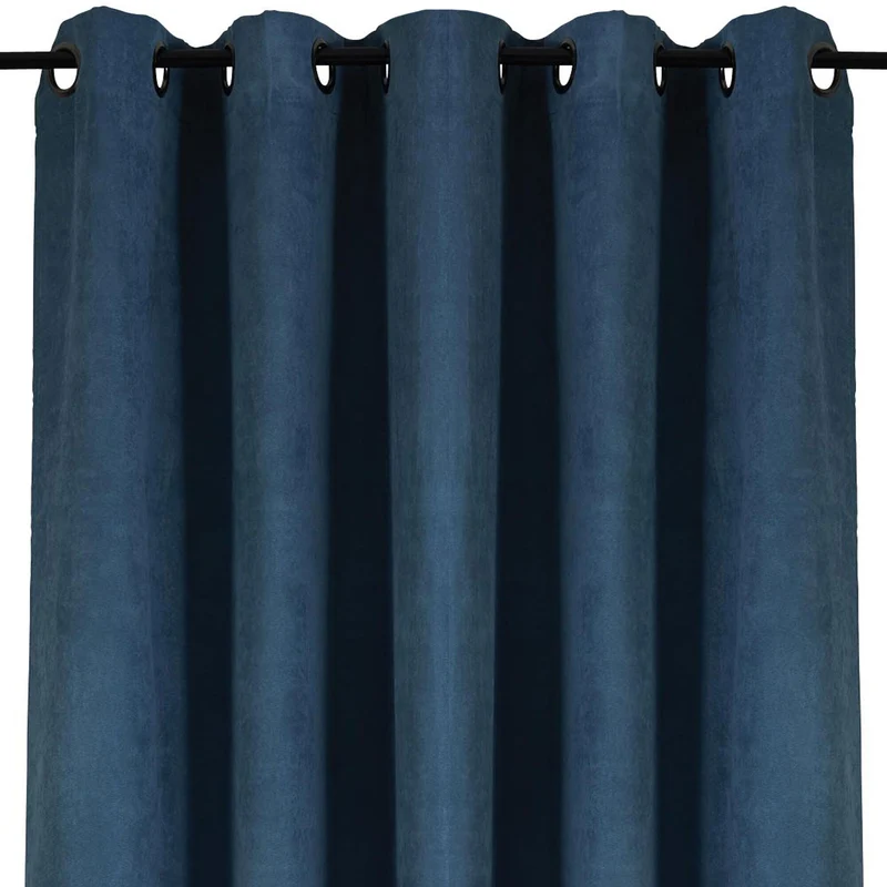 HomeStyles Faux Suede Curtain Panel with Grommets, Dark Blue, 37-in x 96-in.