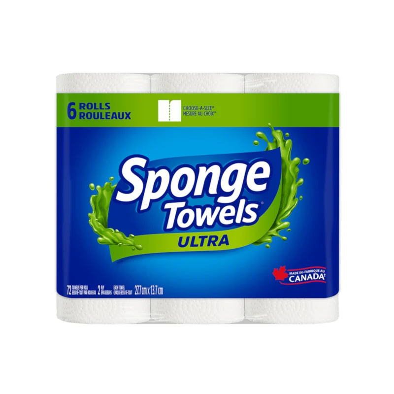 Sponge Towels Ultra Choose-A-Size 2-Ply Paper Towels, 10.9-in x 5.4-in, 6-Pack