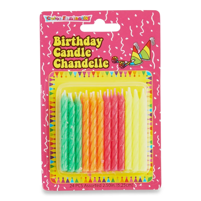 Color Fantastik Birthday Candles, 24-Pack