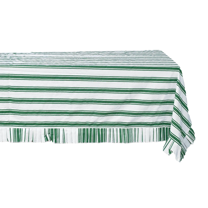 Nappe rayée à volant 150 x 260 cm
