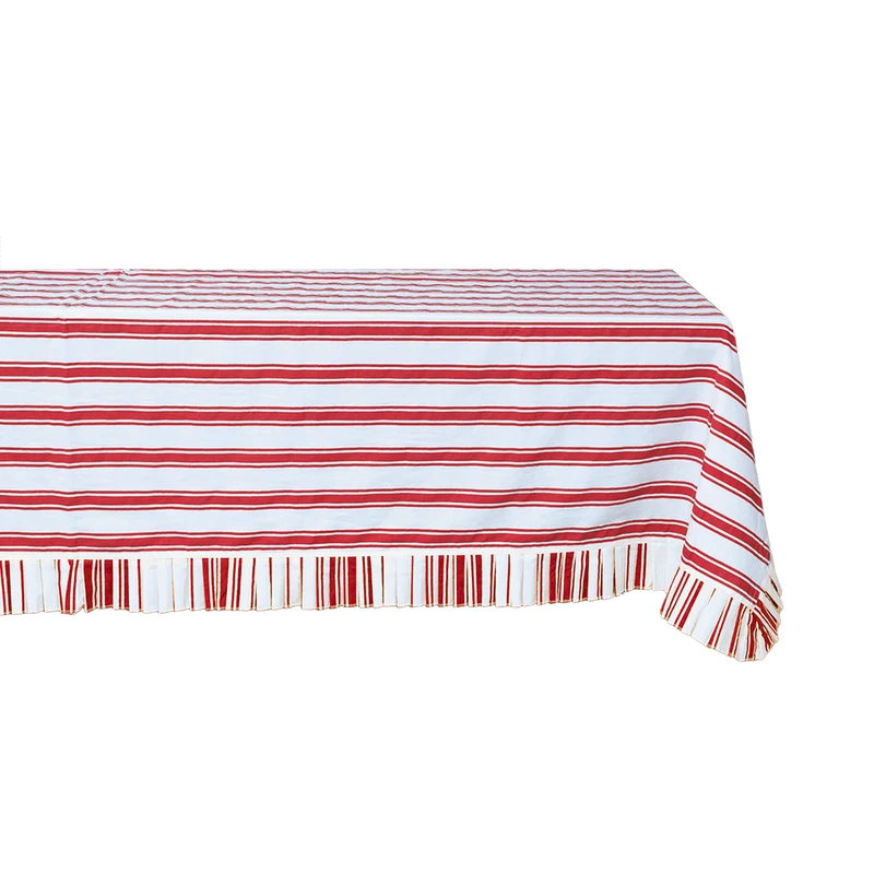 Nappe rayée à volant 150 x 260 cm