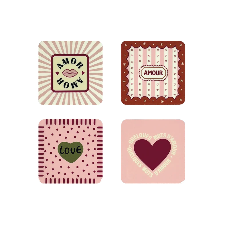 Set de 4 dessous de verre LOVE