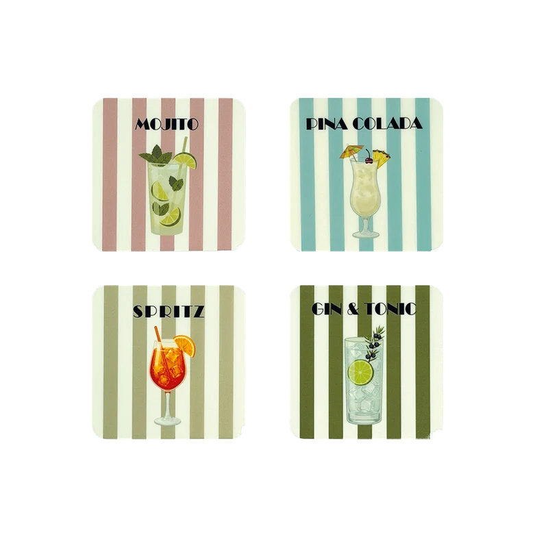 Set de 4 dessous de verre COCKTAILS