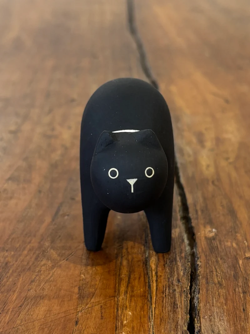 Chat Noir Figurine en Bois - T-Lab.