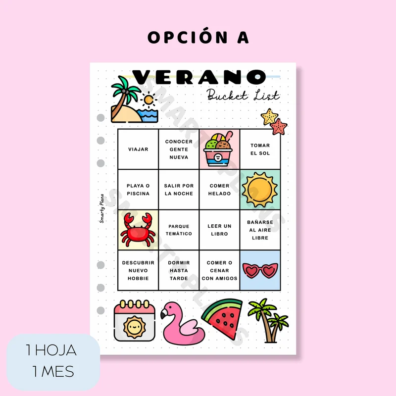 Plantilla Individual - Bucket List - Verano