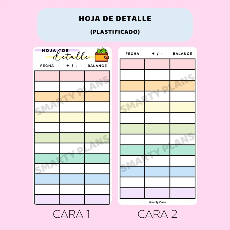 Hoja de Detalle - Tarjeta Plastificada